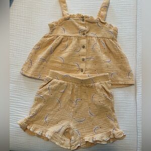 rabbit & bear organic | girls cotton gauze banana two-piece set